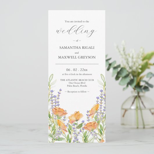 Boho Wildflower bruiloft uitnodigingen (Staand voorkant)