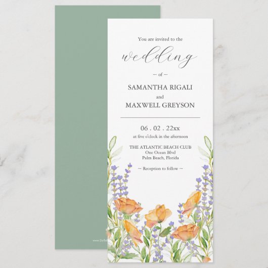 Boho Wildflower bruiloft uitnodigingen (Voorkant / Achterkant)