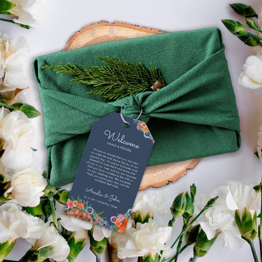 Boho Wildflower Bruiloft Welkom Gift Bag Basket Cadeaulabel