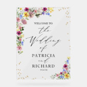 Boho Wildflower bruiloft Welkomstbord Acryl Bord (Voorkant)