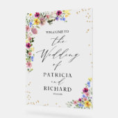 Boho Wildflower bruiloft Welkomstbord Acryl Bord (Hoek)