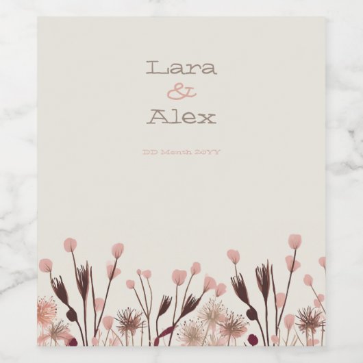 Boho Wildflower Bruiloft Wijn Label Wijn Etiket (Enkel label)