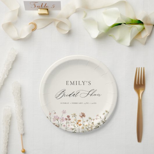 Boho Wildflower Bruiloftsfeest Tuin Script Papieren Bordje (Huwelijk)