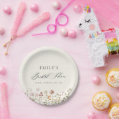 Boho Wildflower Bruiloftsfeest Tuin Script Papieren Bordje (Feest)