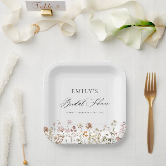 Boho Wildflower Bruiloftsfeest Tuin Script Papieren Bordje (Huwelijk)