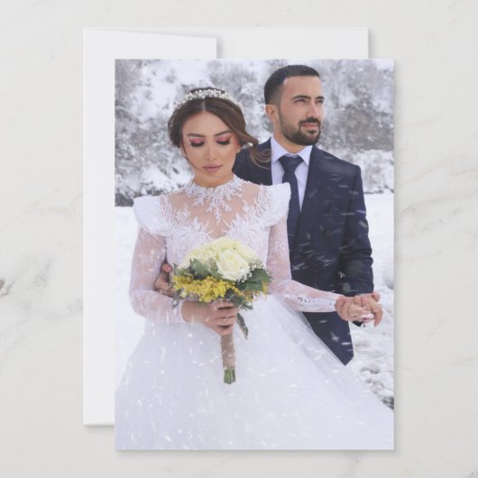 Boho Wildflower Bruine foto bruiloft Kaart (Achterkant)