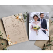 Boho Wildflower Bruine foto bruiloft Kaart