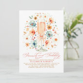 Boho Wildflower Brunch and Bubbly Bridal Shower Kaart (Staand voorkant)