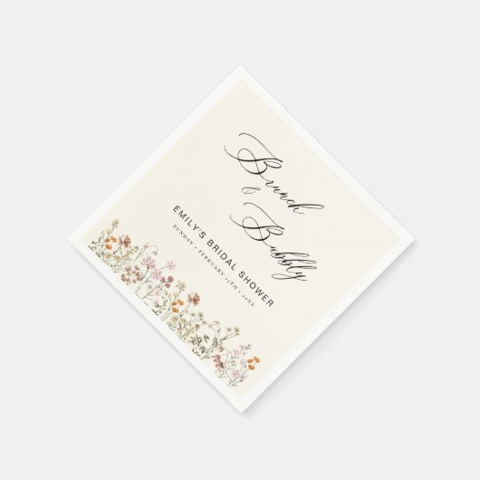 Boho Wildflower Brunch & Bubbels Bruidsfeestje Servet (Hoek)