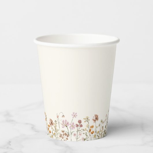 Boho Wildflower Brunch & Bubbly Bruiloftsfeestje Papieren Bekers (Achterkant)