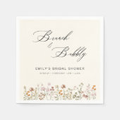 Boho Wildflower Brunch & Bubbly Vrijgezellenfeest Servet (Voorkant)