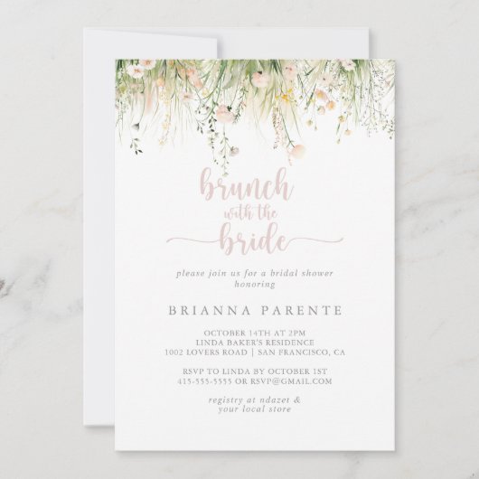 Boho Wildflower Brunch met de bruidsdouche Kaart (Voorkant)