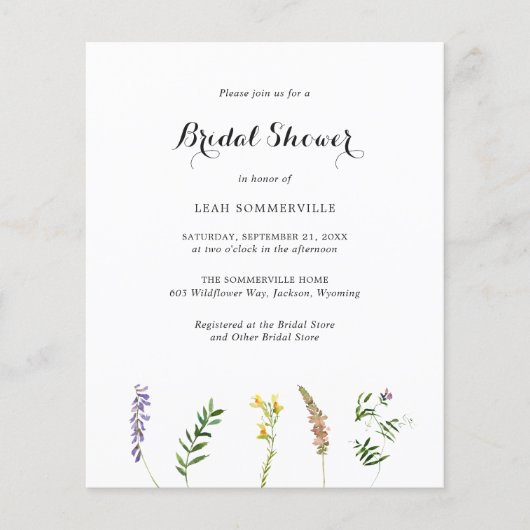Boho Wildflower Budget Bridal Shower Flyer (Voorkant)