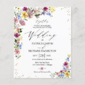Boho Wildflower Budget Bruiloft Uitnodigingen Flyer (Voorkant)