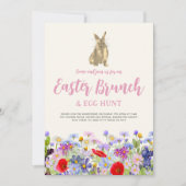Boho Wildflower Bunny Pasen Brunch en Egg Hunt Kaart (Voorkant)