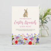 Boho Wildflower Bunny Pasen Brunch en Egg Hunt Kaart (Staand voorkant)