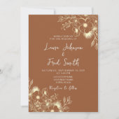 Boho Wildflower Burnt Oranje Wedding Kaart (Voorkant)