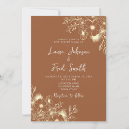 Boho Wildflower Burnt Oranje Wedding Kaart