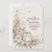 Boho Wildflower Butterflies Baby shower Kaart (Voorkant)