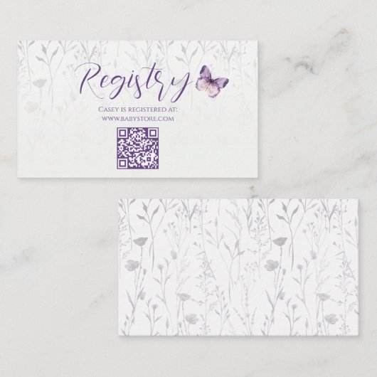 Boho Wildflower Butterfly Baby shower Registry Informatiekaartje (Voorkant / Achterkant)