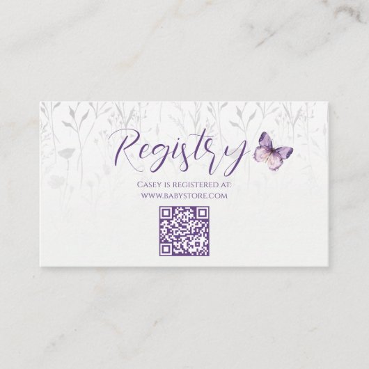 Boho Wildflower Butterfly Baby shower Registry Informatiekaartje (Voorkant)