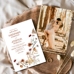 Boho Wildflower Butterfly Foto Tuin bruiloft Kaart