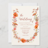 Boho Wildflower Butterfly Wedding QR-code Kaart (Voorkant)