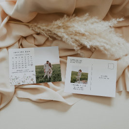 Boho Wildflower Calendar Sla de datumfoto op Briefkaart
