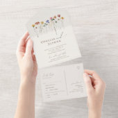 Boho Wildflower | Casual beige fotozegel en verzen All In One Uitnodiging (Afscheurbaar)