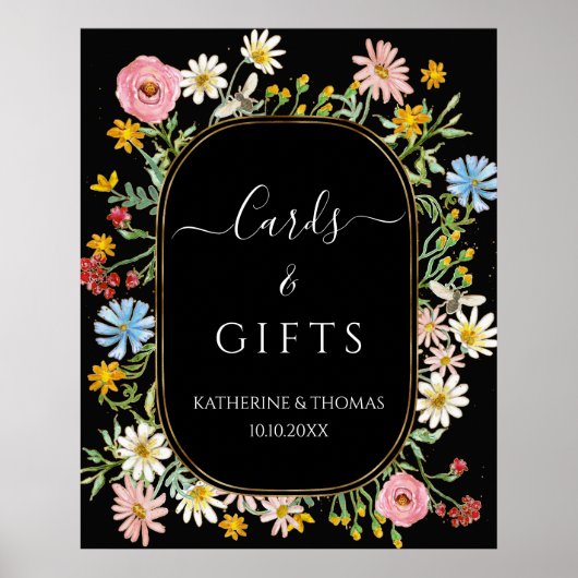 Boho Wildflower Chic Bloemenkrans Kaarten & Cadeau Poster (Voorkant)