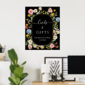 Boho Wildflower Chic Bloemenkrans Kaarten & Cadeau Poster (Thuiskantoor)