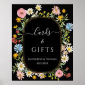 Boho Wildflower Chic Bloemenslinger Kaarten en Cad Poster (Voorkant)