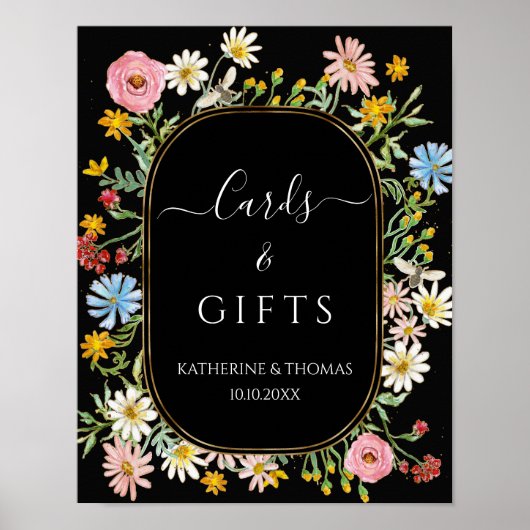Boho Wildflower Chic Bloemenslinger Kaarten & Gesc Poster (Voorkant)