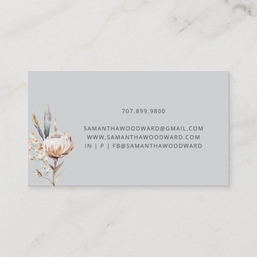 Boho Wildflower Cream Terracotta Grijs Professione Visitekaartje (Achterkant)