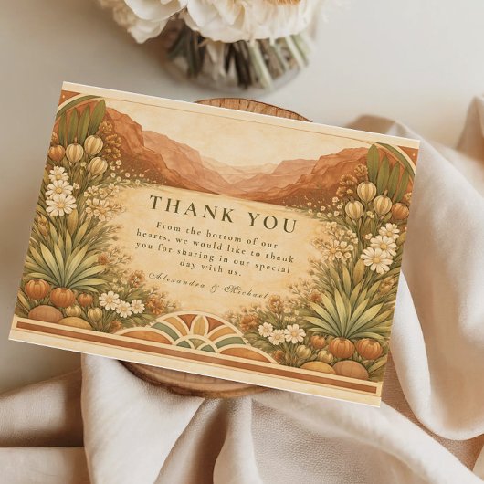 Boho Wildflower Desert Wedding Bedankkaart