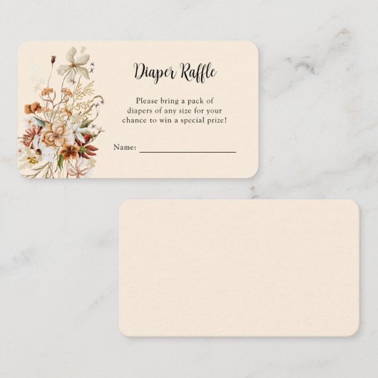 Boho Wildflower Diaper Raffle Informatiekaartje (Voorkant / Achterkant)