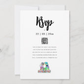 Boho Wildflower Dinosaur Bruid en bruidegom bruilo Kaart (Achterkant)