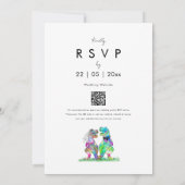 Boho Wildflower Dinosaur Thema bruiloft Kaart (Achterkant)