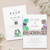 Boho Wildflower Dinosaur Thema bruiloft Kaart