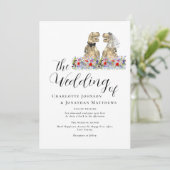 Boho Wildflower Dinosaur Theme Wedding Kaart (Staand voorkant)