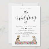 Boho Wildflower Dinosaur Wedding QR-code Kaart (Voorkant)