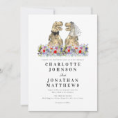 Boho Wildflower Dinosaurus bruiloft Kaart (Voorkant)