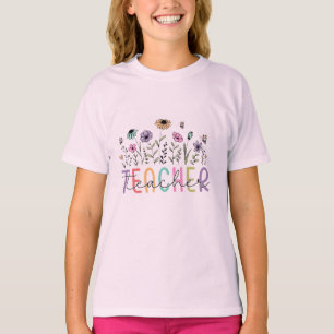 Boho Wildflower Docenten Waardering bloemen t-shir T-shirt