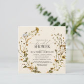 Boho Wildflower Dried Flower Wreath Vrijgezellenfe Kaart (Staand voorkant)