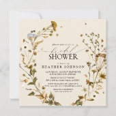 Boho Wildflower Dried Flower Wreath Vrijgezellenfe Kaart (Voorkant)