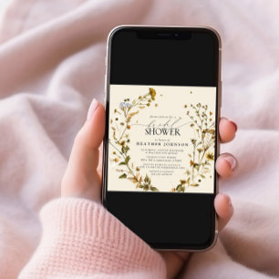 Boho Wildflower Dried Flower Wreath Vrijgezellenfe Kaart