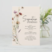 Boho Wildflower Drink bruiloft Menu (Staand voorkant)