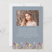 Boho Wildflower Dusty Blue Foto Afstudeerder Aanko Kaart (Achterkant)