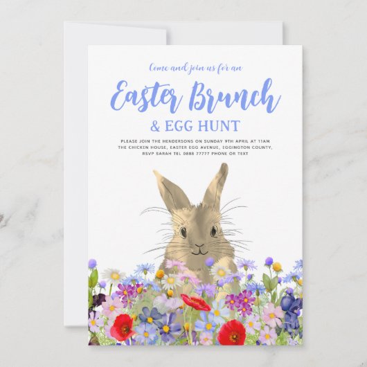 Boho Wildflower Easter Egg Hunt en Brunch Kaart (Voorkant)
