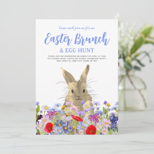 Boho Wildflower Easter Egg Hunt en Brunch Kaart (Staand voorkant)
